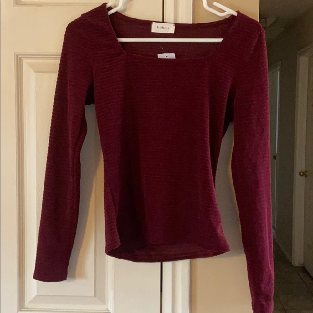 Maroon square neck top